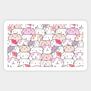 Pink Cats Pattern Magnet